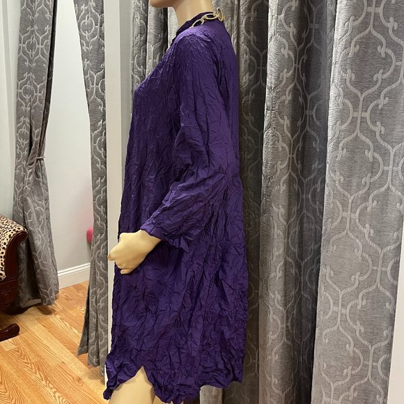 NWT Noen Purple Lightweight Crinkle Dress - Picture 2 of 5